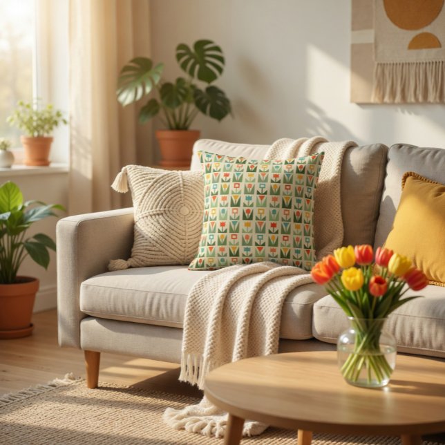 Almohada decorativa floral geométrica retro (Subido por el creador)