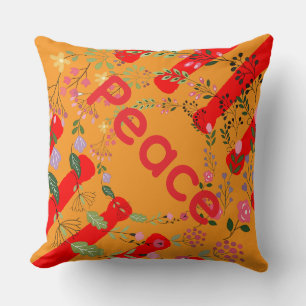 Almohada decorativa floral naranja roja Paz