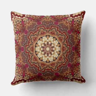 Almohada decorativa floral navideña rojo dorado
