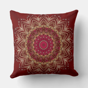 Almohada decorativa floral navideña rojo oro