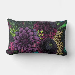 Almohada decorativa floral oscura Cyberpunk - Punk