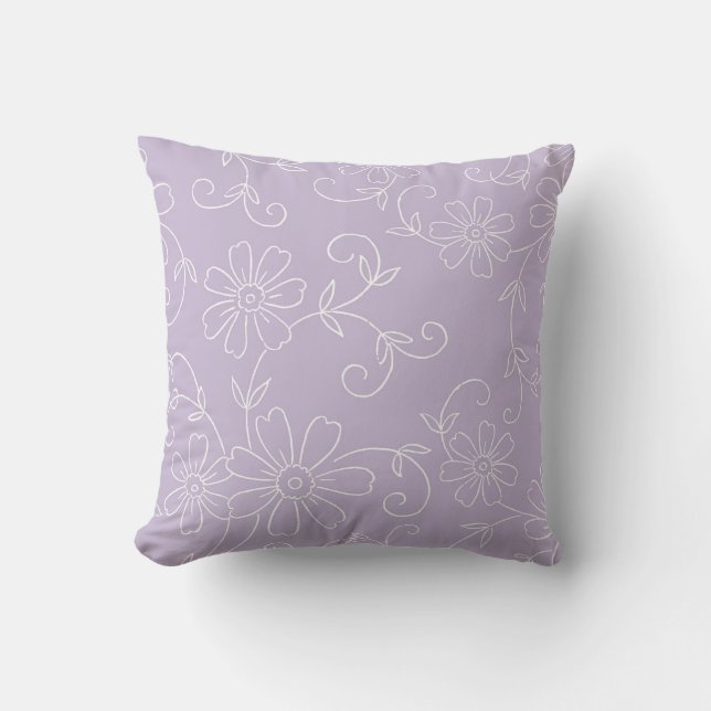 Almohada decorativa floral púrpura y blanca (Anverso)