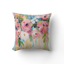Almohada decorativa floral rosa