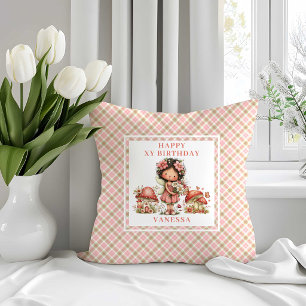 Almohada Decorativa Floral Rosada Cumpleaños 5 Had