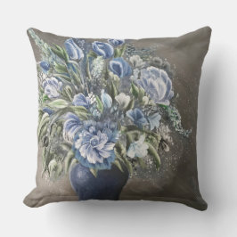 Almohada decorativa floral rústica azul