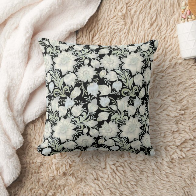 Almohada decorativa floral verde plateado (Manta)