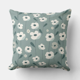 Almohada decorativa floral verde turquesa y blanca