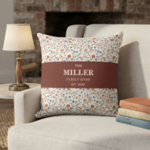Almohada decorativa floral vintage, nombre de fami