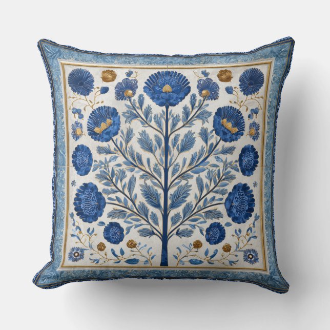 Almohada Decorativa Floral y de Árbol (Anverso)
