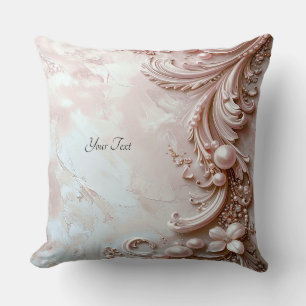 Almohada decorativa floral y perla ornamentada ros