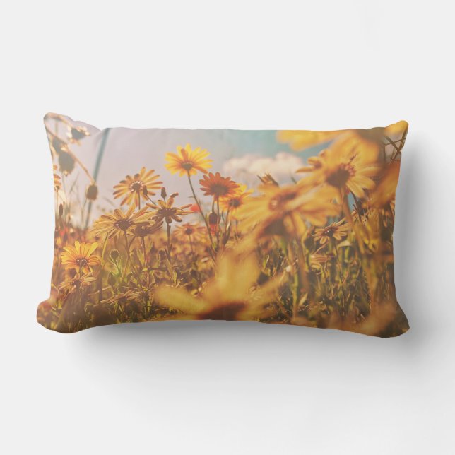 Almohada Decorativa Flores de Margarita Naranja Az (Anverso)