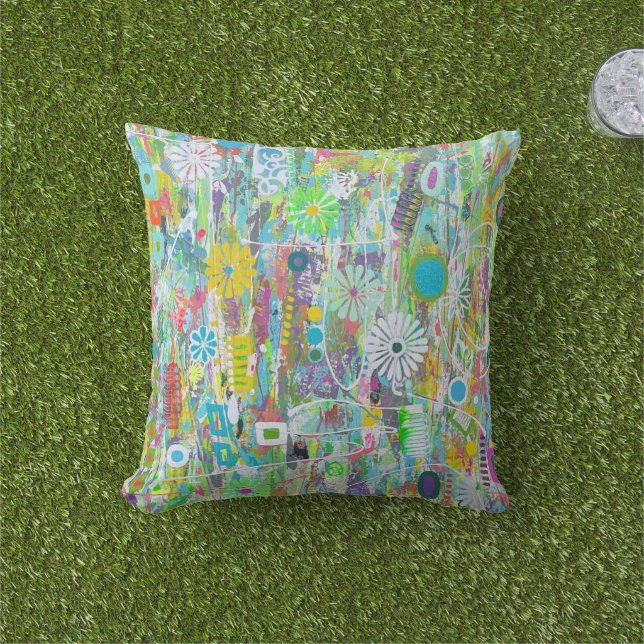 Almohada decorativa Flower Power 16 x 16 (Césped)