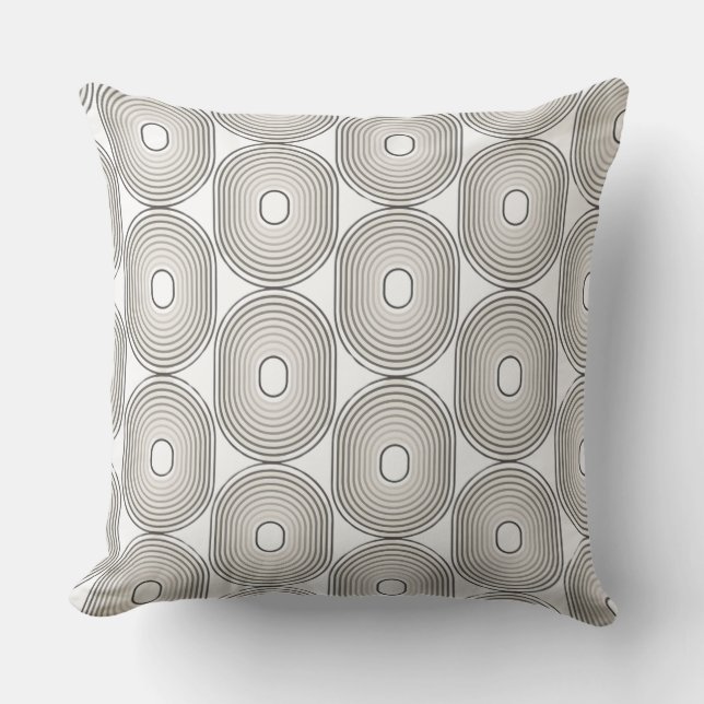 Almohada decorativa geométrica de círculo negro y  (Anverso)
