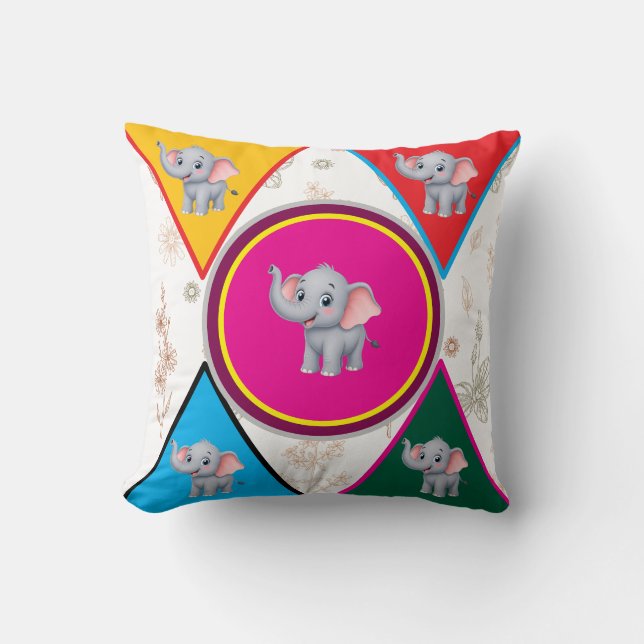 Almohada decorativa geométrica de elefante lindo p (Anverso)