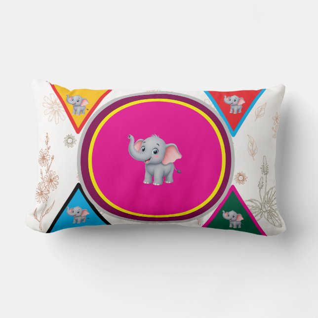 Almohada decorativa geométrica de elefante lindo p (Anverso)