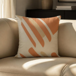 Almohada decorativa geométrica de naranja y crema