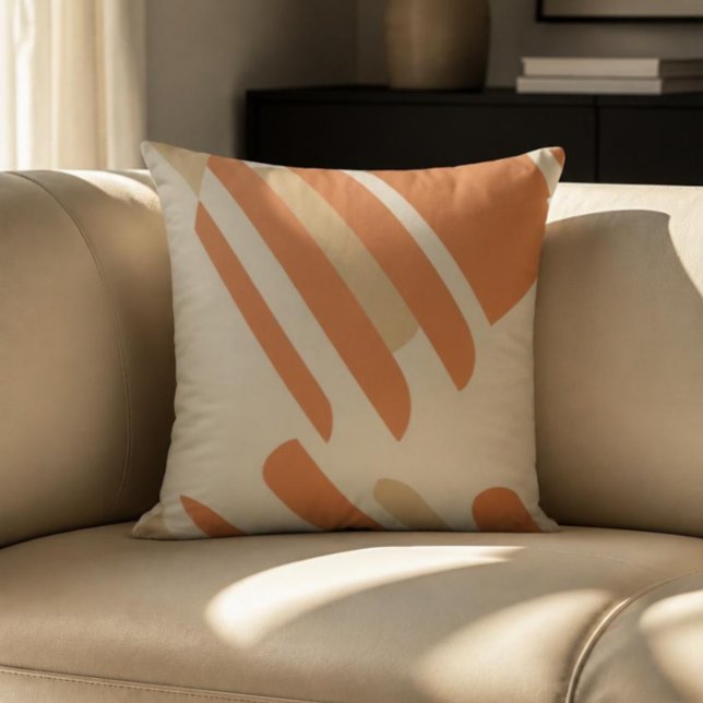 Almohada decorativa geométrica de naranja y crema  (Subido por el creador)
