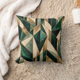 Almohada decorativa geométrica de oro verde esmera