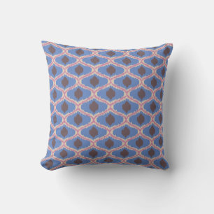 Almohada decorativa geométrica ikat rosa azul