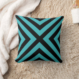 Almohada decorativa geométrica negra azul verdoso