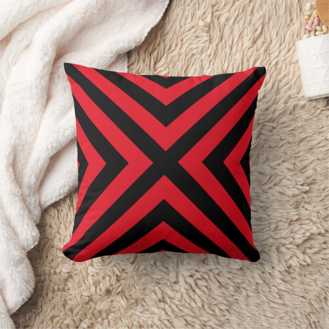 Almohada decorativa geométrica roja y negra (Manta)
