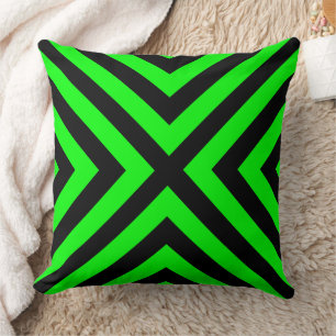 Almohada decorativa geométrica verde neón