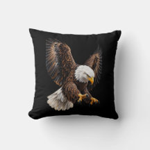 Almohada decorativa gráfica de águila calva volado