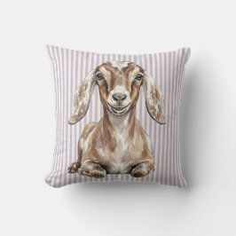 Almohada decorativa granja de cabra nubia acuarela