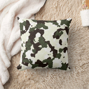 Almohada decorativa gris marrón blanco camuflaje