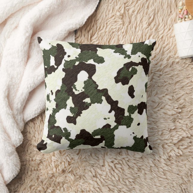 Almohada decorativa gris marrón blanco camuflaje (Manta)