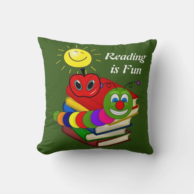 Almohada Decorativa Gusano de los Libros, Libros,  (Anverso)