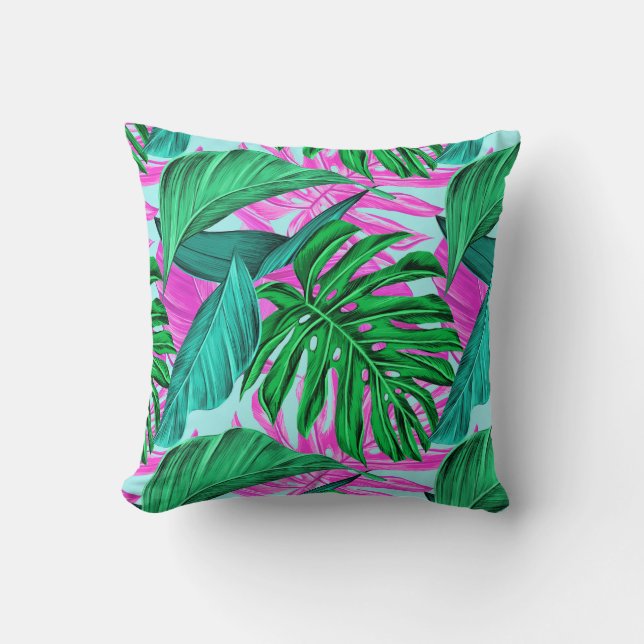 Almohada Decorativa-Hojas Tropicales (Anverso)