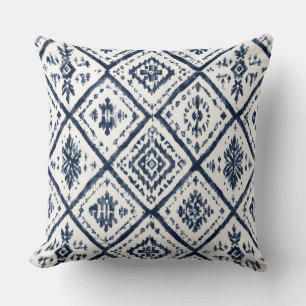 Almohada decorativa índigo y blanca
