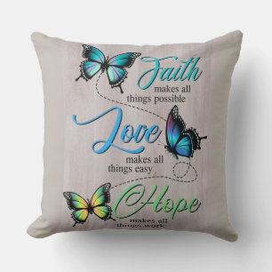 Almohada Decorativa Inspiradora Fe, Amor, Esperanz