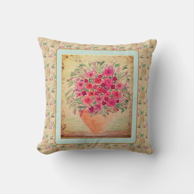 Almohada Decorativa - Jarrón de Flores de Medios M (Anverso)