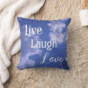 Almohada decorativa Live Laugh Love Cielo azul c