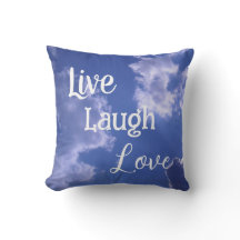 Almohada decorativa Live Laugh Love | Cielo azul c