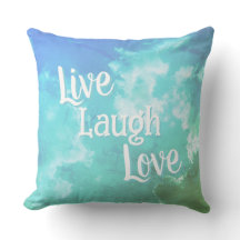 Almohada decorativa Live Laugh Love | Nubes azules