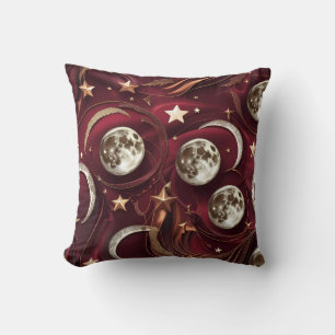 Almohada Decorativa – Lujo Rojo Granate Luna Celes