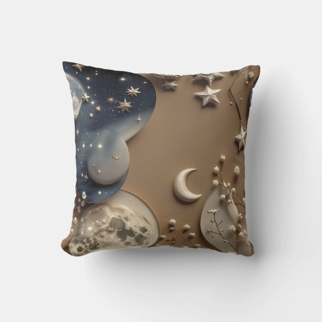 Almohada Decorativa - Luna Celeste Beige Cálido (Anverso)