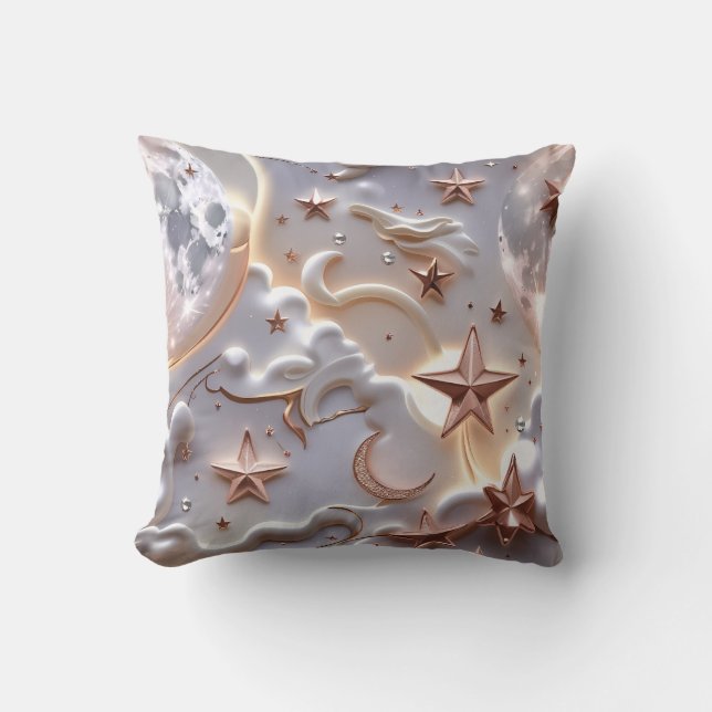 Almohada Decorativa - Luna Celestial Blanco Mármol (Anverso)