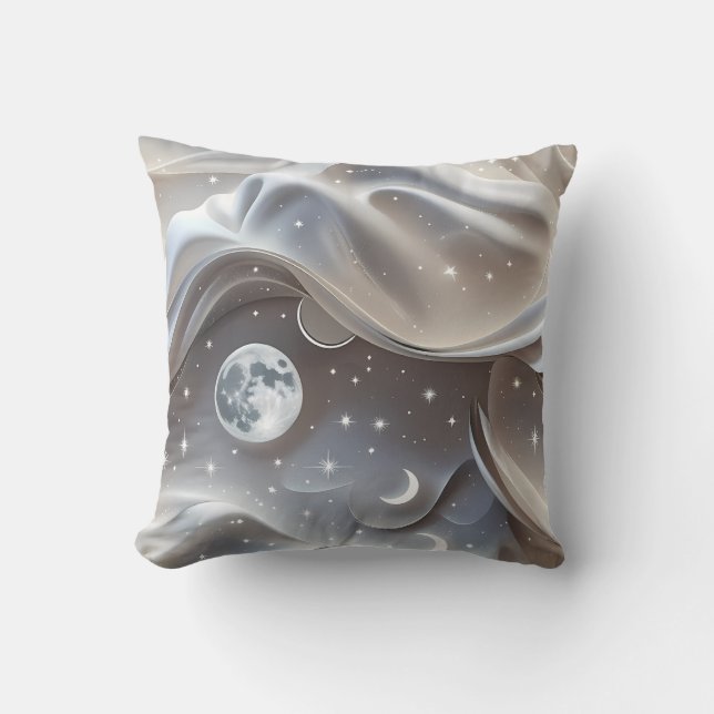Almohada Decorativa - Luna Celestial Blanco Mármol (Anverso)
