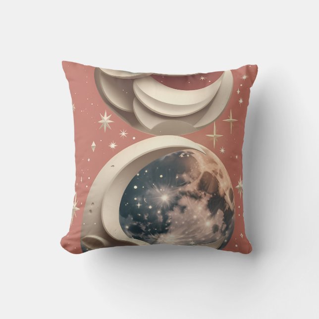 Almohada Decorativa - Luna Celestial Coral (Anverso)