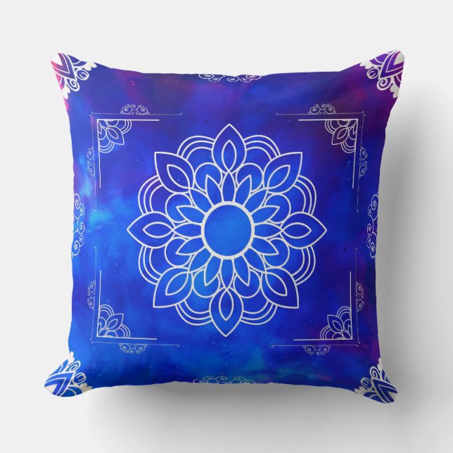 Almohada decorativa Mandala Azul (Anverso)