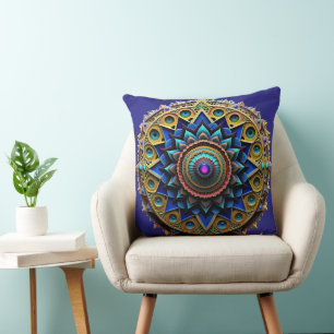 Almohada decorativa mandala de tonos joya