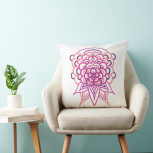 Almohada decorativa Mandala Floral Rosa   Estética