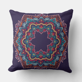 Almohada decorativa mandala rojo azul amarillo