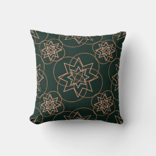 Almohada decorativa mandala verde esmeralda y dora