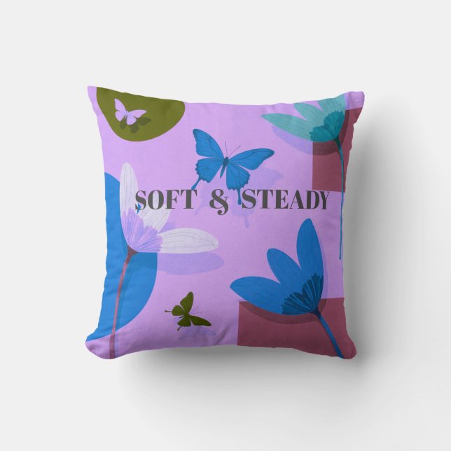 Almohada Decorativa Mariposa Floral Suave y Consta (Anverso)