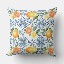 Almohada decorativa mediterránea de limón y naranj